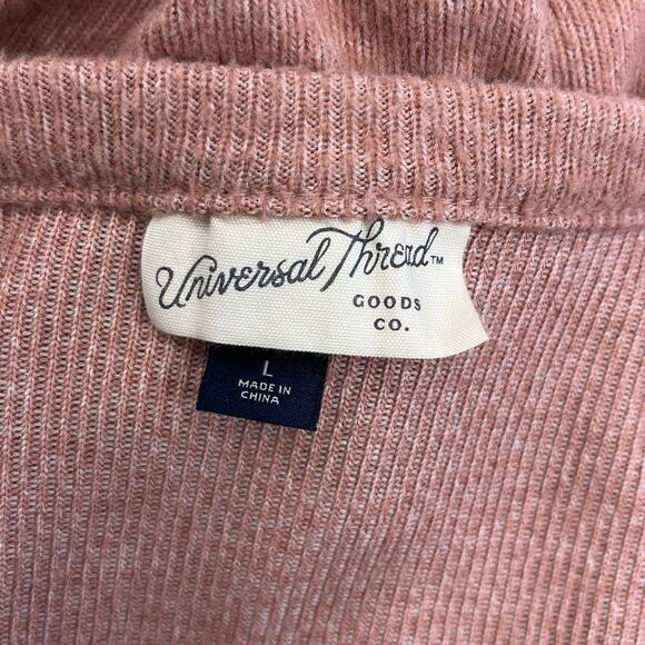 Universal Thread Long Sleeve V Neck Ribbed Pink Henley Shirt Large - Picture 3 of 9